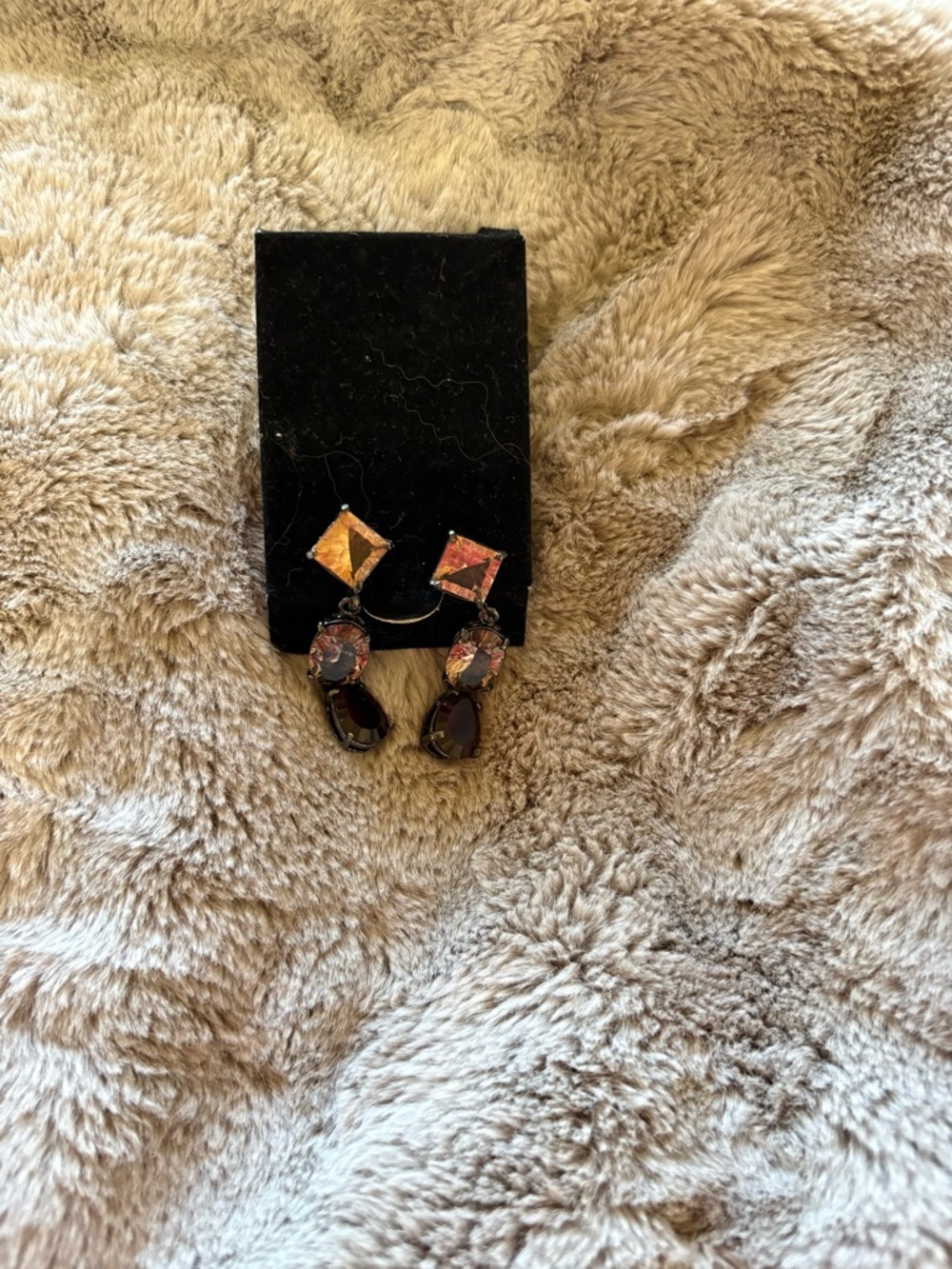 Source Unknown Brand New Never Worn Orange and Black Geometric Drop Earrings